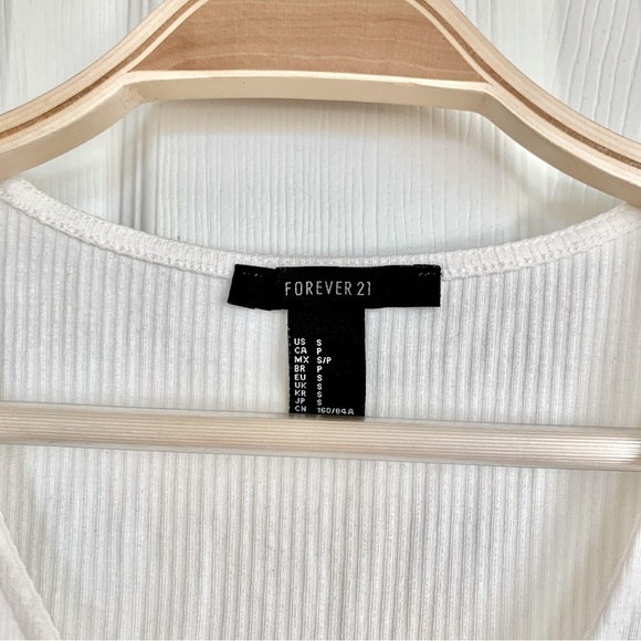 Ivory White Ribbed Lace-Up Tank Top Bodysuit - Picture 2 of 5